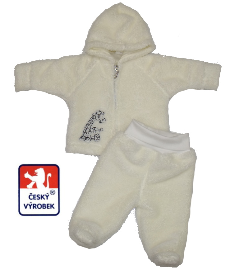 Zimní kojenecký kabátek Dětský svět Lama, krémový s výšivkou žirafy 