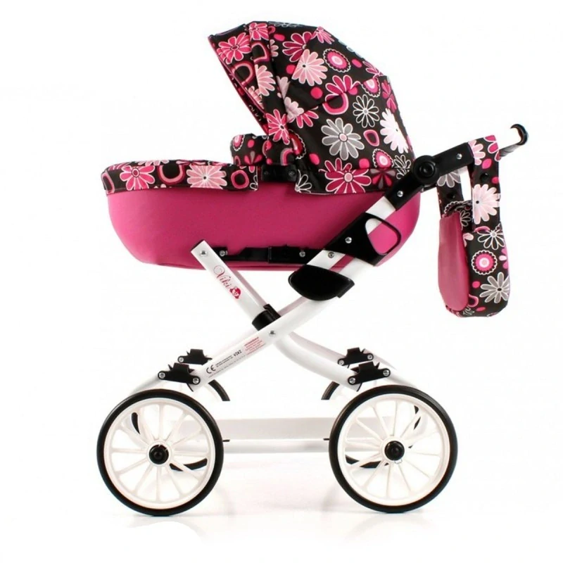 Kočárek pro panenku Adbor Viki VI-06 červený s hvězdami