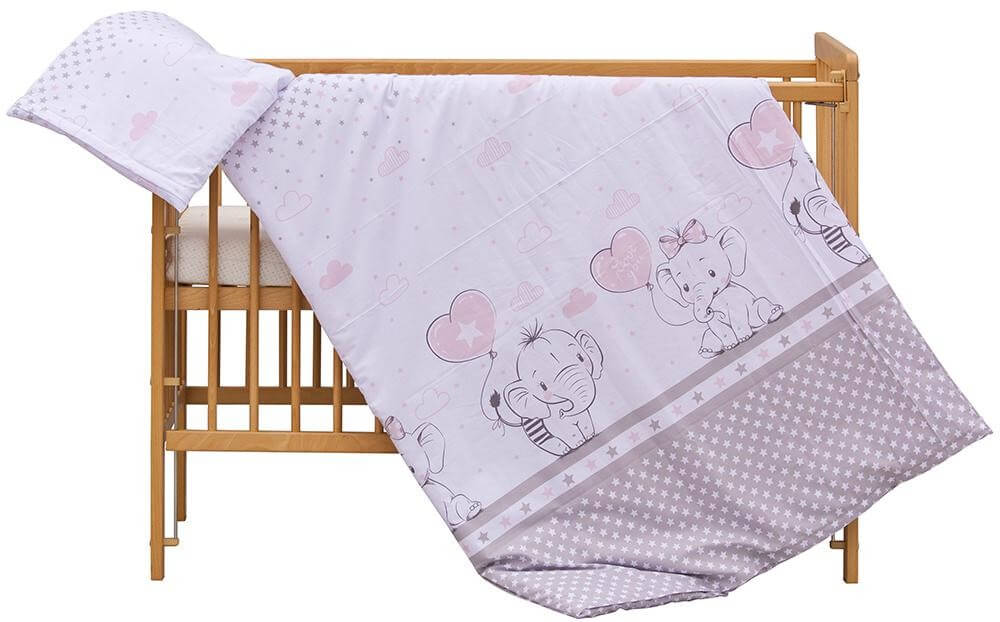 Bavlněná dětská látka Slon Jumbo růžová