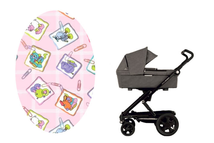 Bavlněná dětská látka růžové sponky se zvířátky