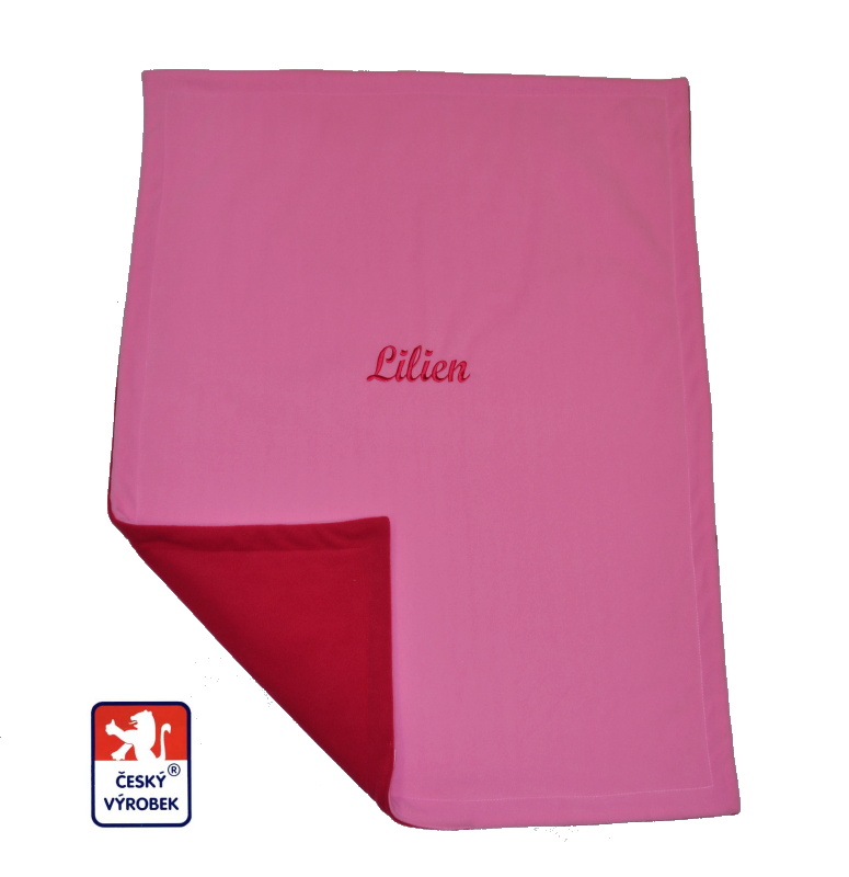 Dětská do kočárku se jménem 2v1 Dětský svět dvojitá fleece pink
