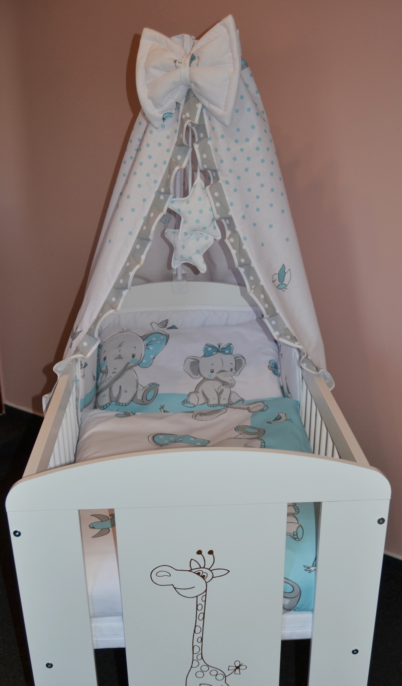 Souprava do postýlky 4dílná Dětský svět tyrkysový slon Jumbo