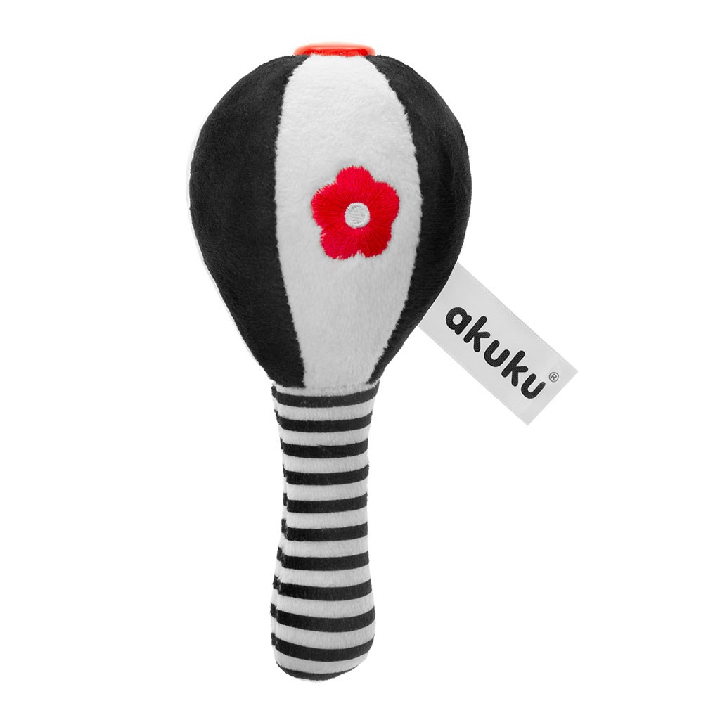 Kojenecká senzorická kontrastní hračka s chrastítkem Akuku Rumbakoule