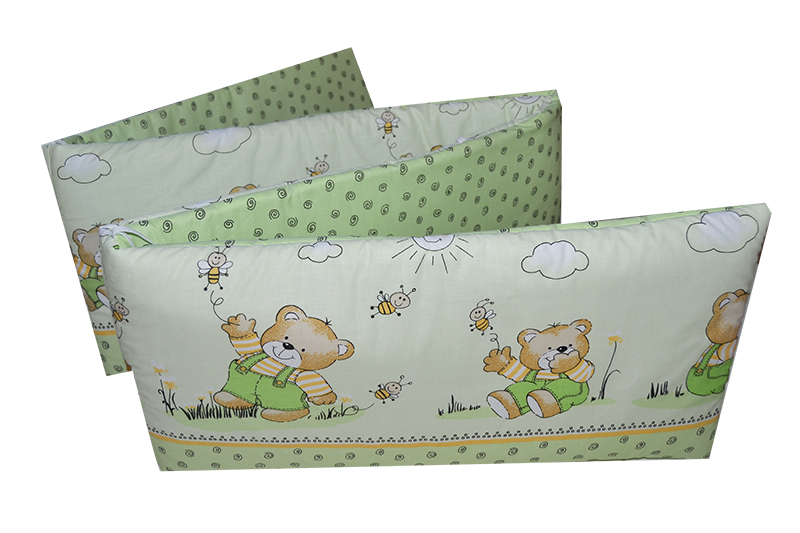 Mantinel do postýlky Dětský svět 60x120x60 potisk plátna č.354 zelený medvídek s medem