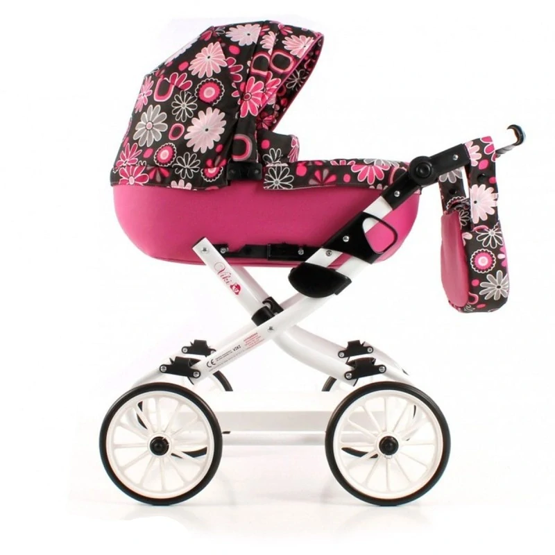 Kočárek pro panenku Adbor Viki VI-06 červený s hvězdami