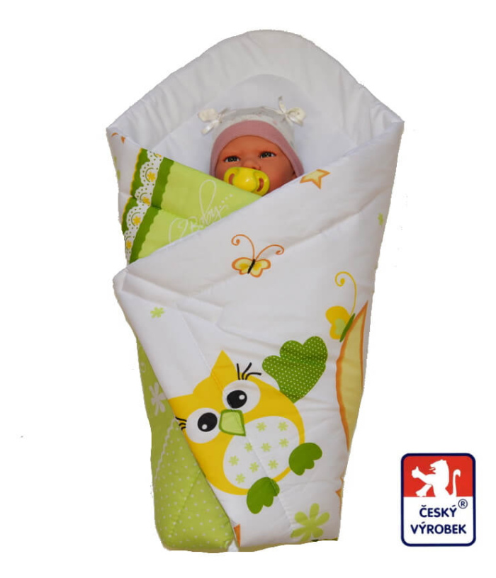 Bavlněná dětská látka noční sova zelená