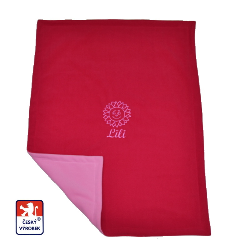 Dětská do kočárku se jménem 2v1 Dětský svět dvojitá fleece pink