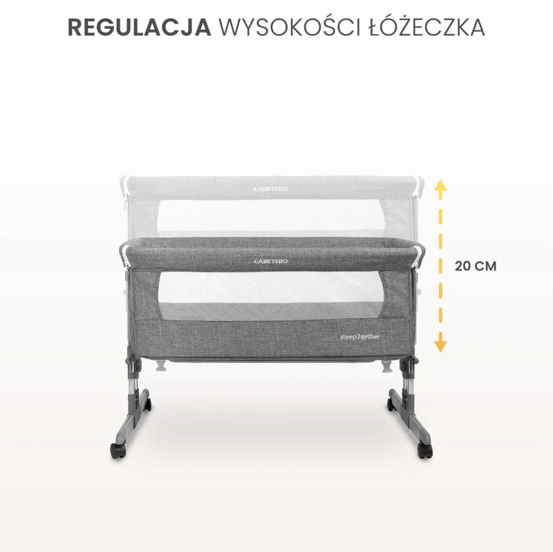 Dětská přístavná postýlka Caretero Sleep2gether 2v1 Grey