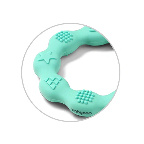 Kojenecké silikonové kousátko BabyOno RING mátové