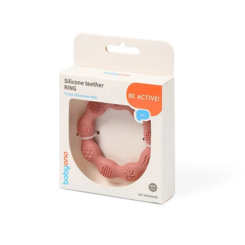 Kojenecké silikonové kousátko BabyOno RING růžové