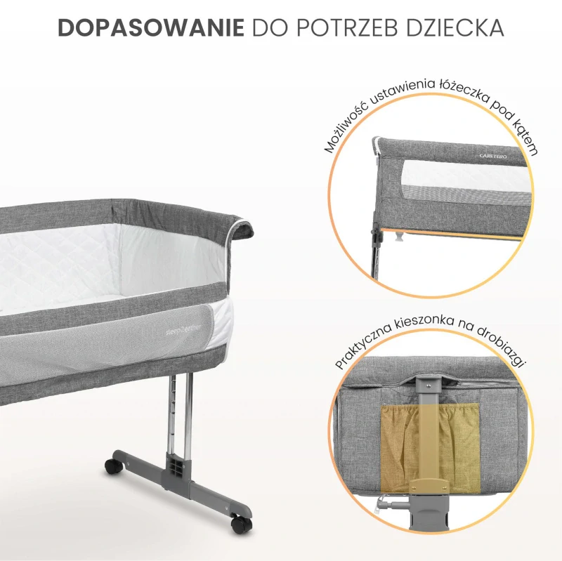 Dětská přístavná postýlka Caretero Sleep2gether 2v1 Grey