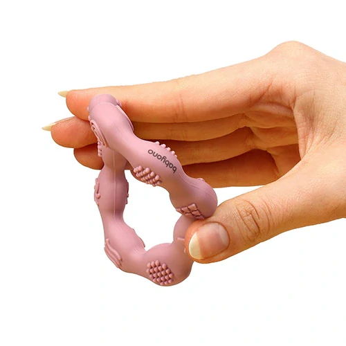 Kojenecké silikonové kousátko BabyOno RING růžové