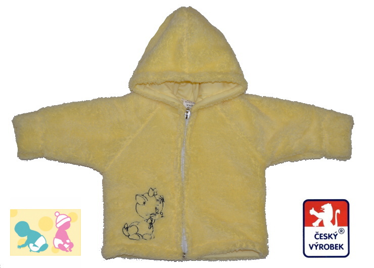 Zimní kojenecká soupravička Dětský svět žlutá Lama s výšivkou kočičky
