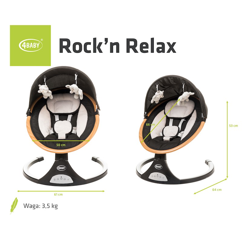 Kojenecké lehátko 4BABY ROCK’ N RELAX Black