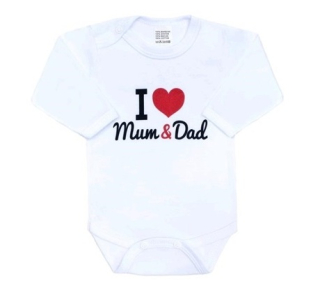 Dětské body New Baby I love Mum and Dad bílé velikost 56