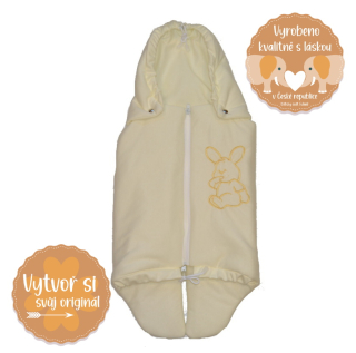 Zavinovačka do autosedačky Dětský svět  bavlněná s výšivkou krémová pro 5-ti bodové uchycení