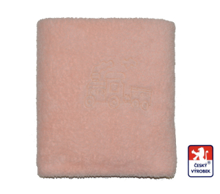 Deka do kočárku Dětský svět Lama lososová s výšivkou vláčku