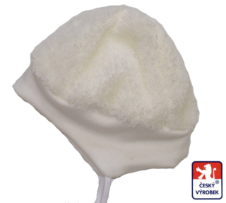 Zimní dětská čepička, Lamová Kuklička, krémová