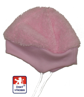 Zimní dětská čepička, Lamová Kuklička, světle růžová