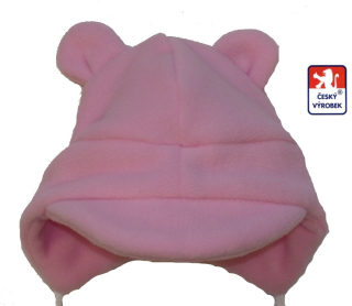 Dětská zimní čepička Dětský svět Baby Fleece s ouškama růžová
