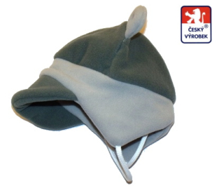 Dětská zimní čepička Dětský svět Baby Fleece s ouškama šedá