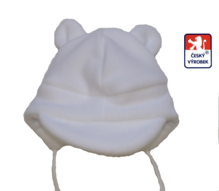 Dětská zimní čepička Dětský svět Baby Fleece s ouškama bílá