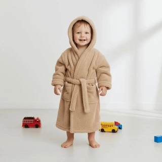 Dětský župan s kapucí Dětský svět Lamový béžový
