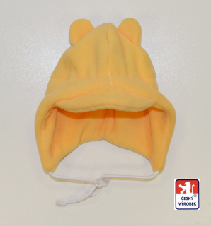 Dětská zimní čepička, Dětský svět, Baby Fleece s ouškama, žlutá