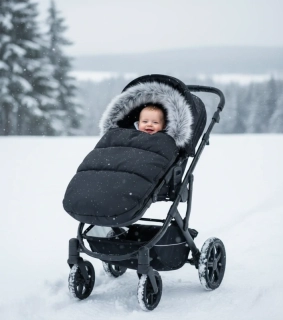 Zimní fusak s kožešinou, Dětský svět, Mini Baby, černý