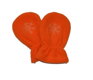 Dětské rukavičky, Dětský svět, fleece, oranžové s výšivkou vločky