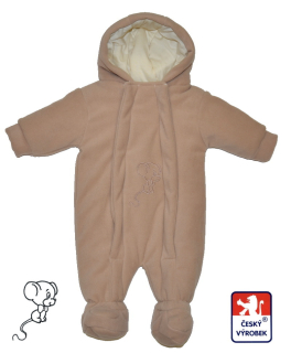Zimní kojenecká kombinéza Dětský svět béžová s výšivkou myšky