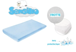 Nepromokavé prostěradlo do postýlky Sensillo – modré froté 60×120 cm