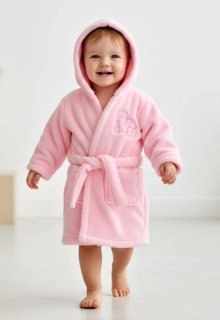 Dívčí župan Dětský svět lamový růžový s výšivkou