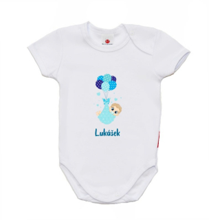 Dětské body se jménem, Gama, krátký rukáv miminko chlapeček s balónky