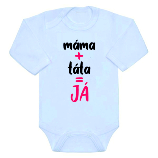 Dětské body s českým nápisem Gama máma+táta=Já, bílé holčičí