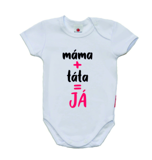Dětské body s vtipným českým potiskem, Gama, krátký rukáv, máma+táta=JÁ, holčičí 