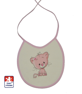 Dětský bryndák Dětský svět krémovorůžový kočička