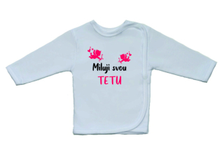 Vtipná kojenecká košilka, Gama, větší nápis Miluji svou tetu + Amorek