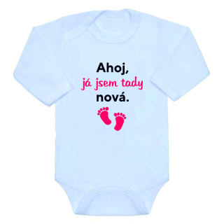 Dětské body s českým nápisem Gama Ahoj, já jsem tady nová