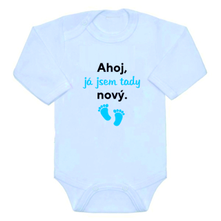 Dětské body s českým nápisem Gama Ahoj, já jsem tady nový