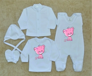 Soupravička pro miminko do porodnice Gama 5 dílná Kočička