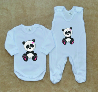 Dětská soupravička Gama 2-dílná bílá panda body+dupačky