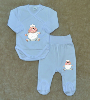 Kojenecká soupravička Gama 2-dílná bílá ovečka zavinovací body+polodupačky