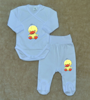 Bílá kojenecká soupravička Gama 2-dílná Kačenka zavinovací body+polodupačky