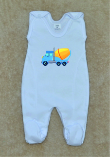 Kojenecké dupačky Gama bílé stavební auto