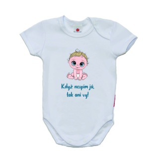 Vtipné body pro miminko, Gama, krátký rukáv, Když nespím já, tak ani vy! chlapecké