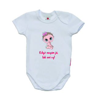 Vtipné body pro miminko, Gama, krátký rukáv, Když nespím já, tak ani vy! holčičí