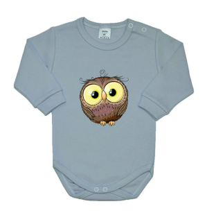 Dětské body Gama šedé s hnědou sovou