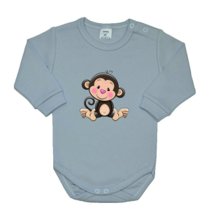 Kojenecké body Gama šedé s opičkou