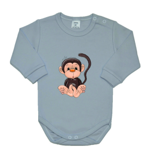 Kojenecké body Gama šedé s udivenou opičkou